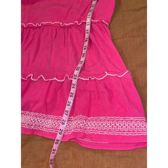 Torrid Babydoll Crinkle Gauze Womens 1x Hot Pink  Boho Embroidered top - Picture 9 of 10